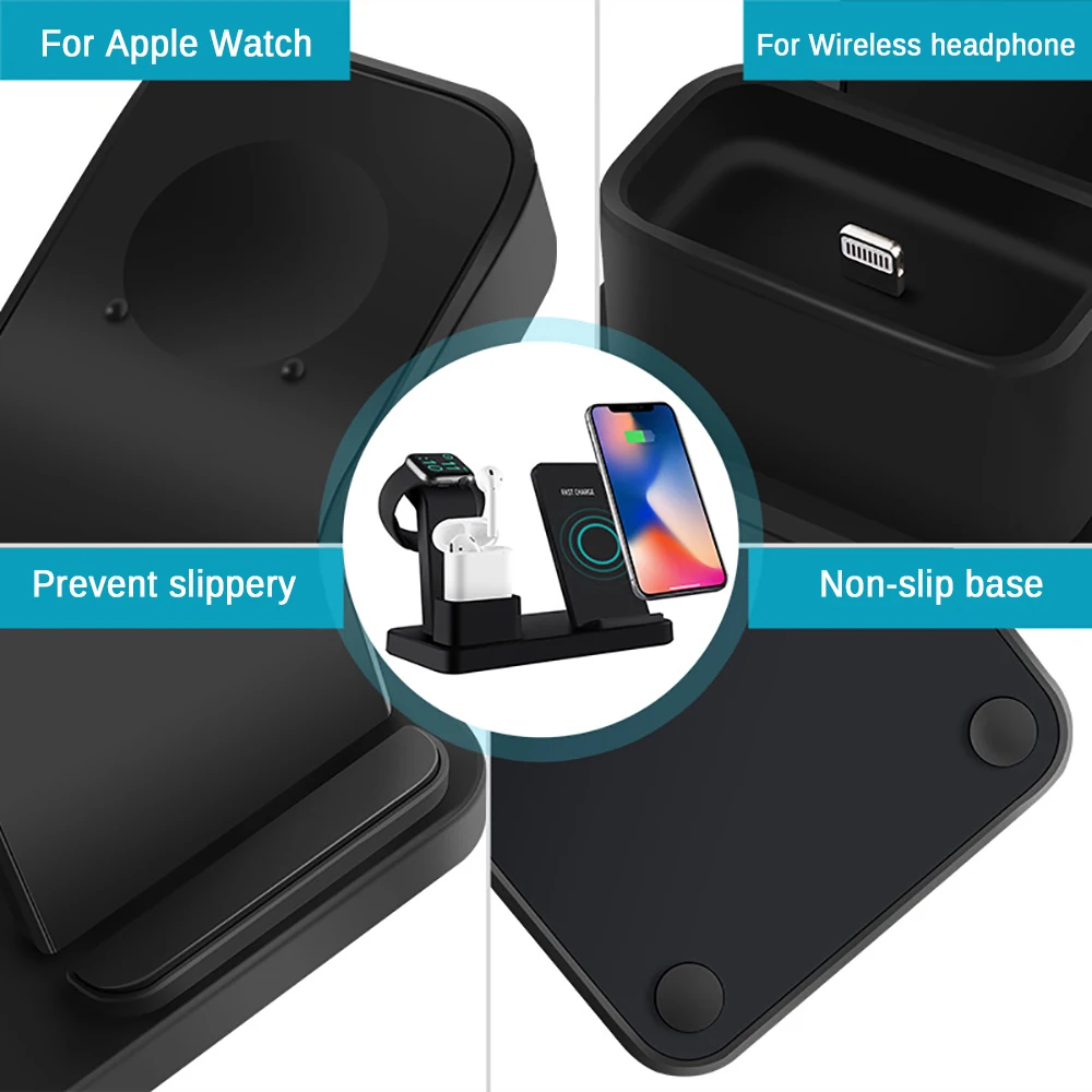 3 в 1 Беспроводная подставка для зарядного устройства iPhone AirPods Apple Watch док станция
