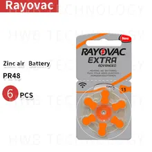 6 шт./партия Rayovac дополнительные характеристики слуховых аппаратов. Цинк воздуха 13/P13/PR48 батареи для слуховые аппараты BTE