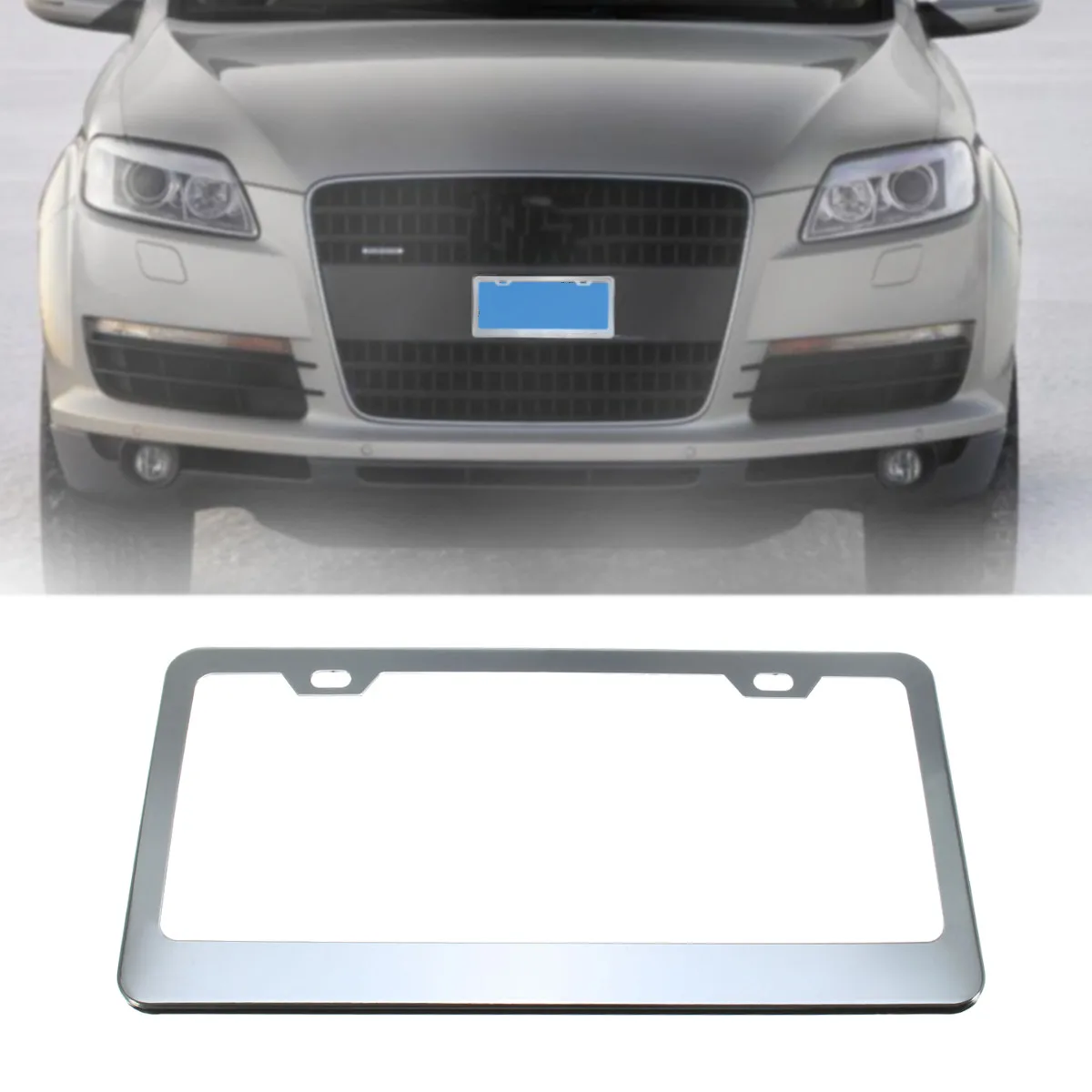 

Universal Car Chrome Number License Plate Frame Tag Cover Trim Sticker Stainless Steel For USA Canada Auto