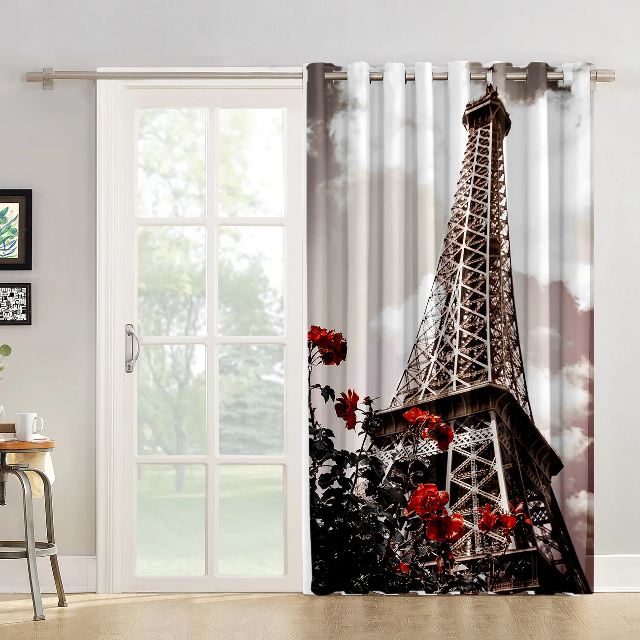 Занавески в стиле ретро с Эйфелевой башней, большие оконные занавески, темные занавески для гостиной, спальни, занавески для ванной, спальни, уличная ткань