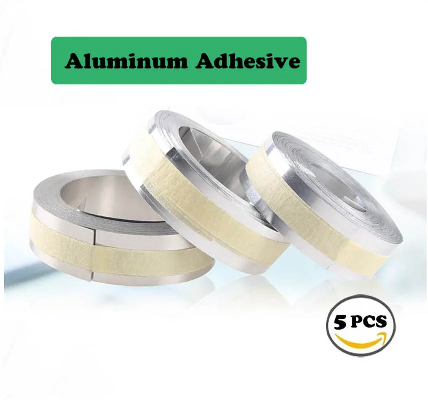 5PKS DYMO 3D 35800 Embossing Adhesive Aluminum Tape with Metal , 1/2