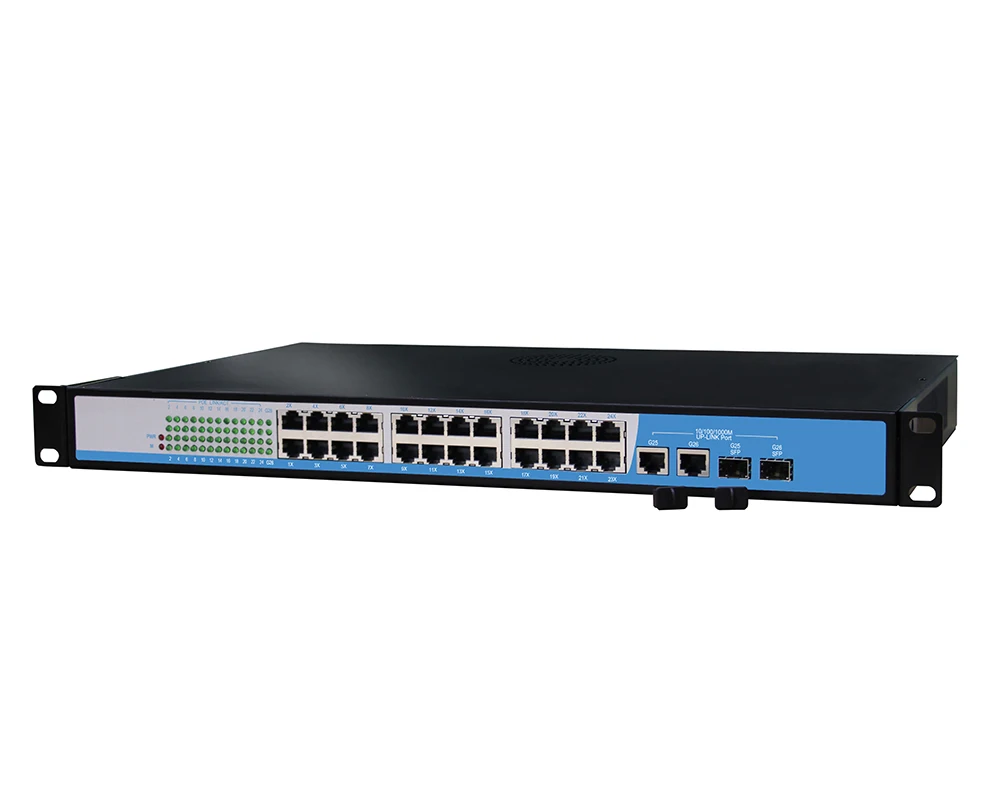 2 Gigabit uplink сети Ethernet 24 Порты 360 Вт PoE коммутатор 1u стойку шасси