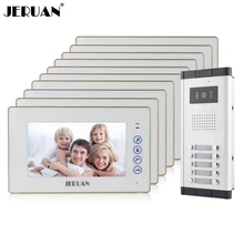 JERUAN Apartment Doorbell intercom 7“ Touch key Video Door Phone Intercom System 10 White Monitor 1 HD Camera for 10 Household