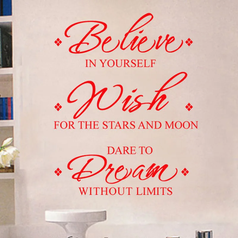 Believe Wish Dream Motto Vinyl Art Wall Stickers Home Decoration Living