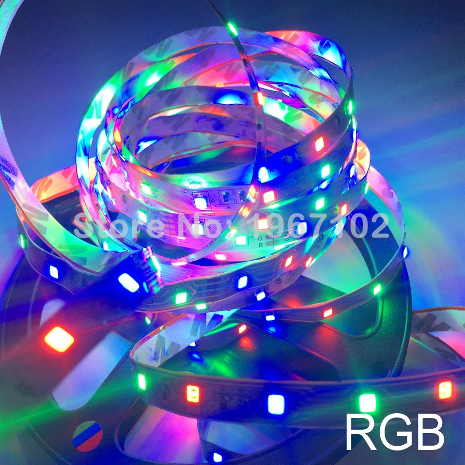 RGB Светодиодная лента светильник 2835 12 В постоянного тока 60 светодиодов/м 5 метров 300 светодиодов неводонепроницаемый гибкий светильник ing лента лампа для украшения дома