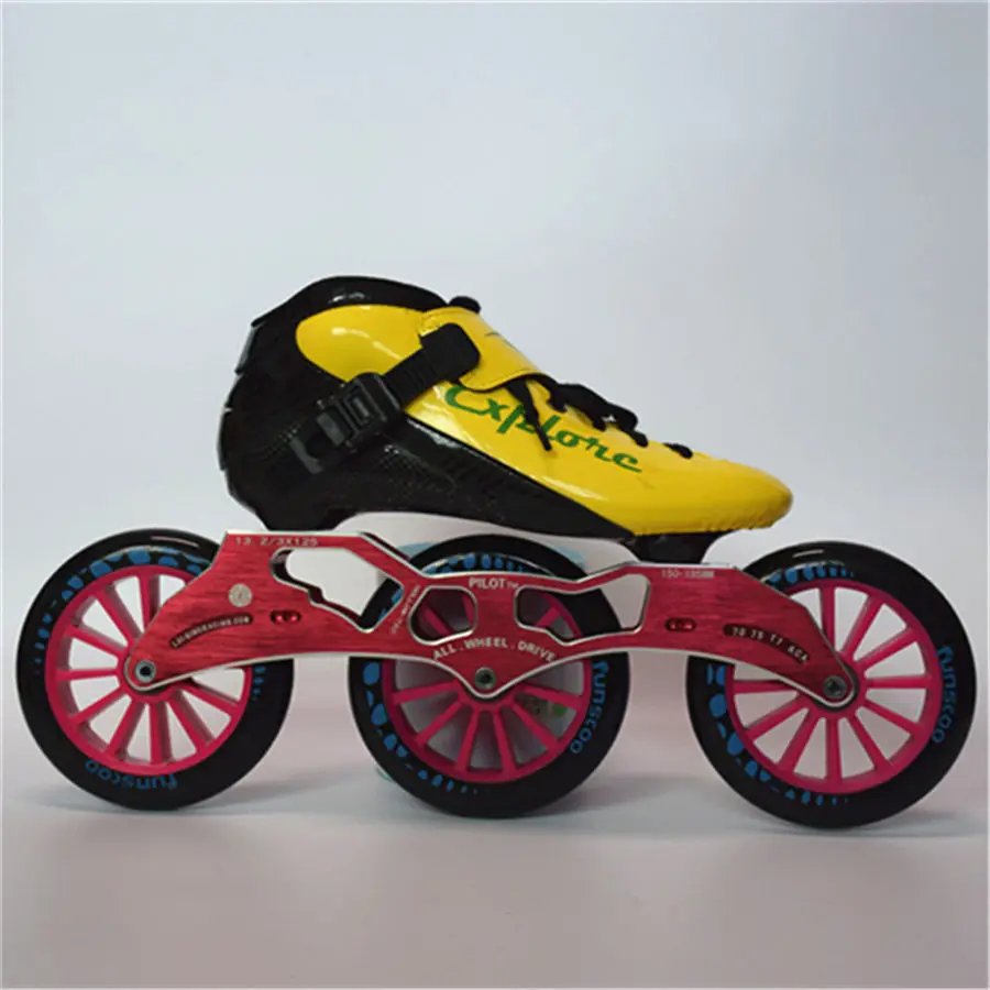 EUR size 30-44 Speed Inline Skates Carbon Fiber Competition Skate 3*125mm Street Racing Skating Patines Similar With Powerslide adult roller skates