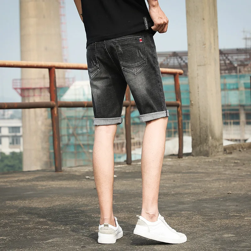 Ripped Hole Denim Shorts Men Summer 