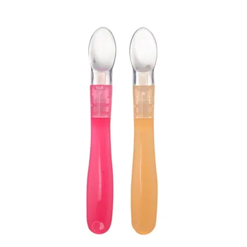 

New Arrival Simple Soft Silicone Baby Feeding Spoon Safety Utensil #10