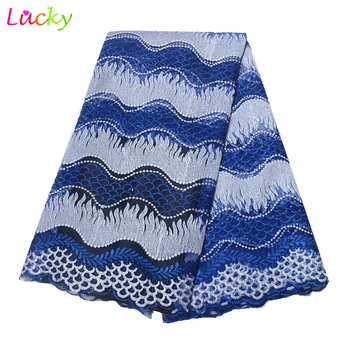 

white and blue African French Lace Fabric High quality Nigerian Lace Fabric african tulle lace For Wedding Dress 5Yards