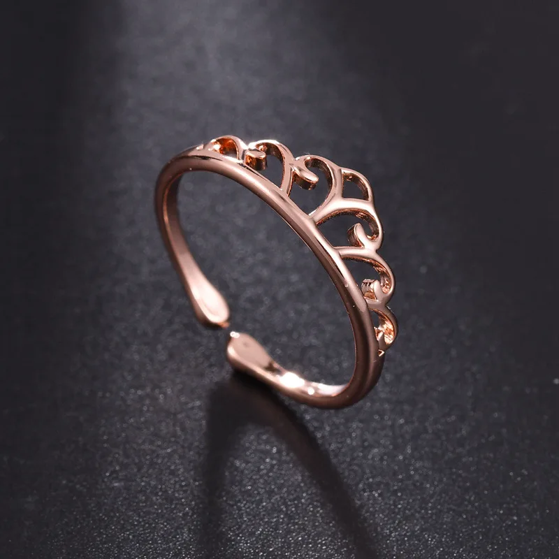 

KingDeng Rings Silver Korean Version Crown Rings for Women Adjustable Fashion Romantic Zinc Alloy Party Trendy Geometric