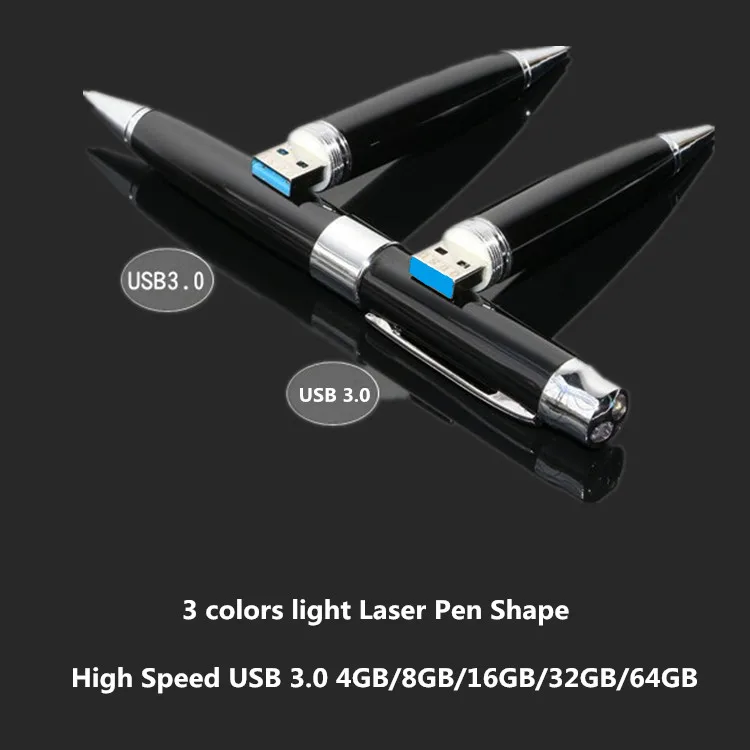 3 colors light Laser Pen Shape USB 3.0 Flash Drive 4gb 8gb 16gb 32gb