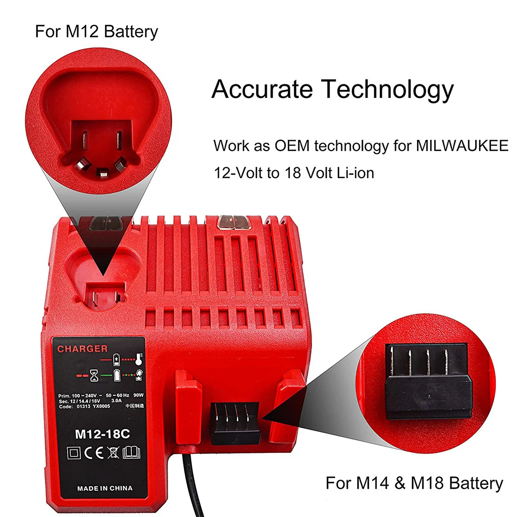 110-240V ионно-литиевая Батарея Зарядное устройство для M12 M18 48-11-1815 48-11-1828 48-11-2401 48-11-2402