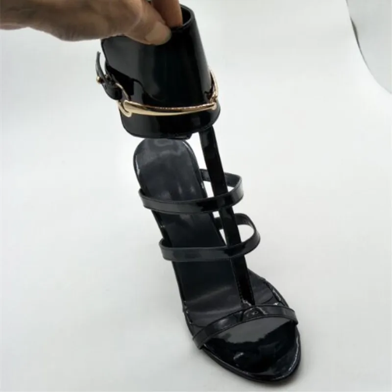 SHOFOO/обувь г. Новинка, окрашенная кожа, ткань босоножки на высоком каблуке 11 см с ремешком на щиколотке женские босоножки. Размер: 34-45