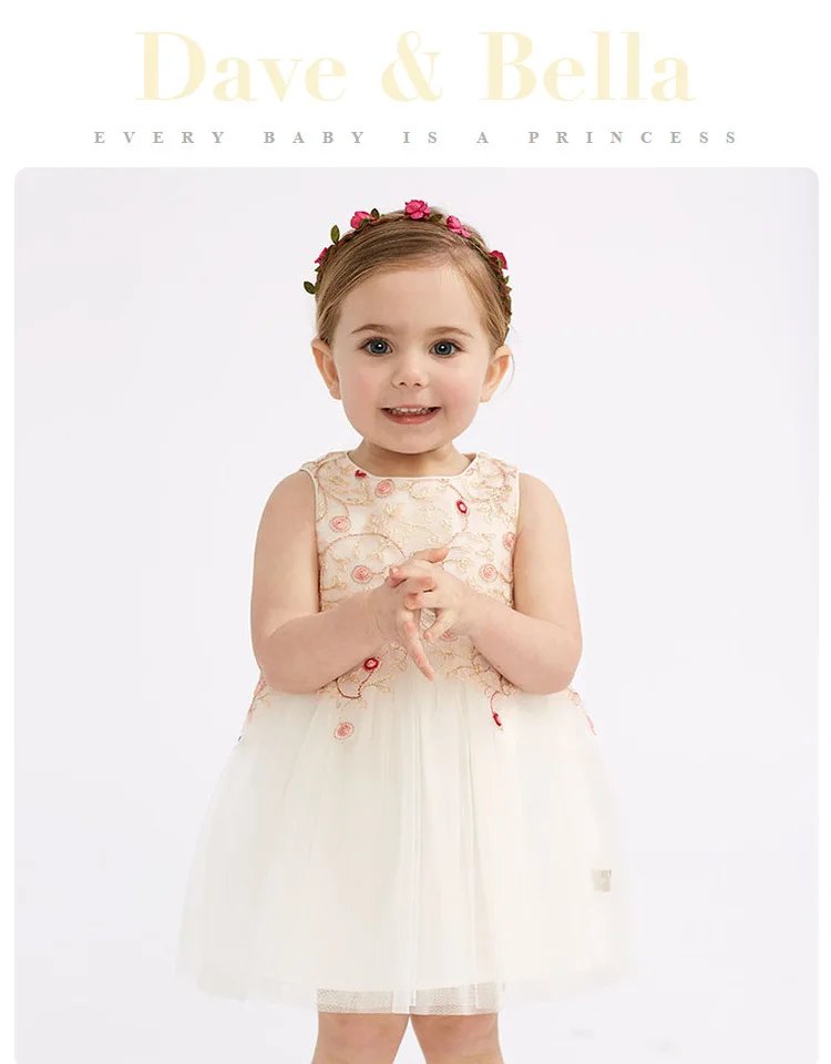 DB10614 DAVE BELLA/Летняя одежда принцессы для маленьких девочек; детское платье для дня рождения, свадьбы; детские изысканные платья без рукавов