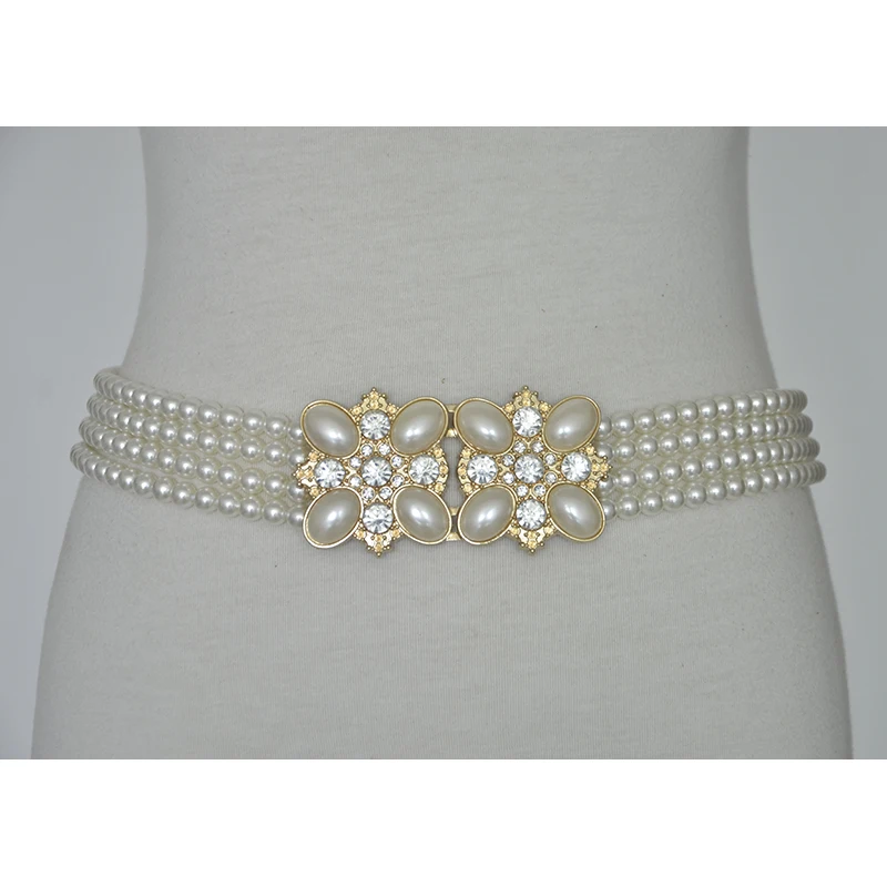 Cinturones elegantes de perlas con diamantes de para mujer, cinturón elástico de perlas blancas de 4 filas, de boda, bg 278|belts for women wedding|pearl beltbelts for women - AliExpress