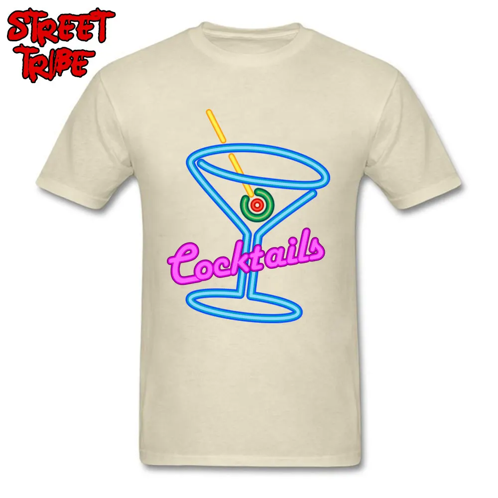 cosiecomfortable Short Sleeve Tees Summer Funny Crew Neck 100% Cotton Tops & Tees Men T Shirt Normal  Top Quality cocktail rum and coke beer martini juice neon beige