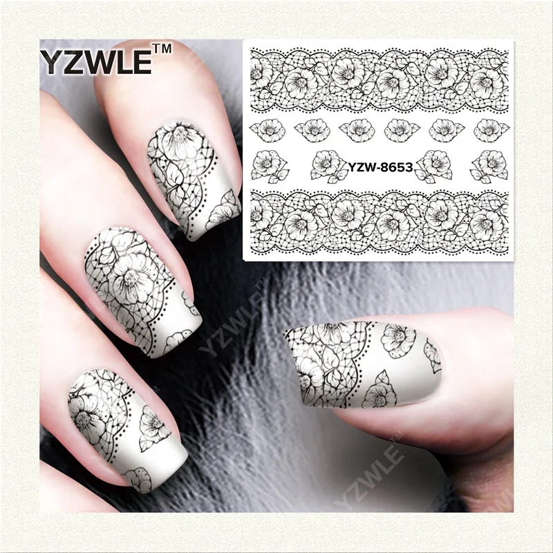 

YZWLE 1 Sheet DIY Nails Art Decals Water Transfer Printing Stickers For Manicure Salon YZW-8653