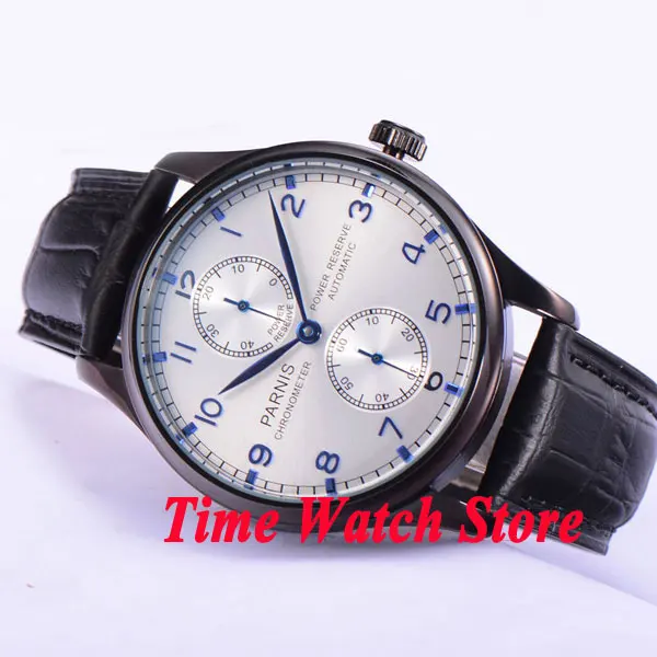 

Parnis watch 43mm Power reserve silver dial PVD case ST2542 Automatic movement Men's watch 508