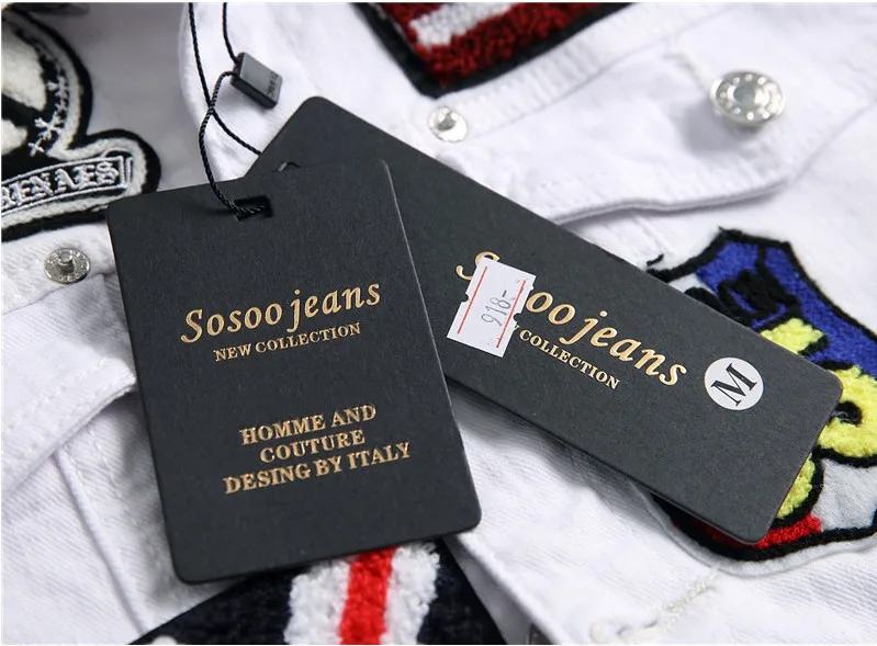 Для мужчин джинсовая куртка пэчворк вышивка письмо узор Для мужчин s дизайнерские куртки тонкий Повседневное отверстие уличной мыть деним CoatsDS50551