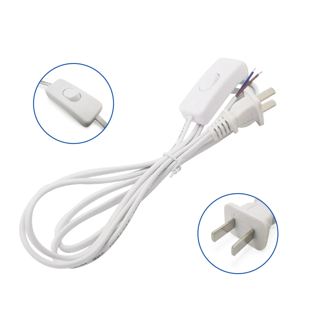 Dual-Color 1.8m AC Power Extension Cord with On/Off Switch and US Plug Adapter