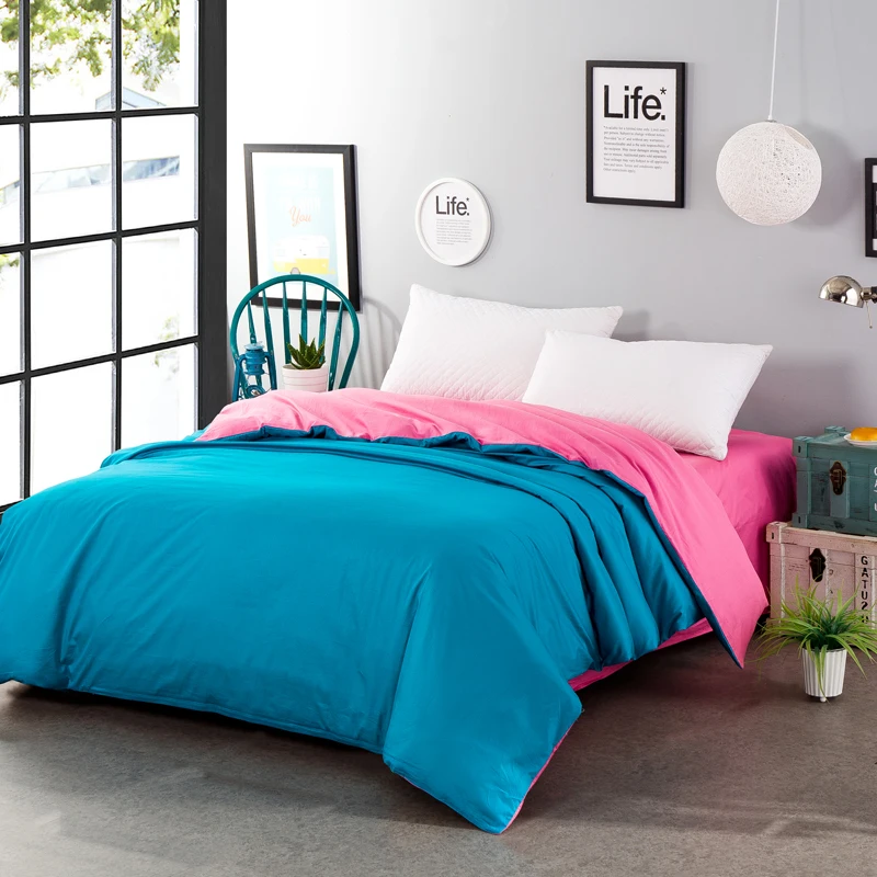 100 cotton bright green powder solid color two sided bed comforter