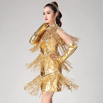 

Cha Cha Salsa Latin Dance Dress Women Sequin Fringe Dress Samba Carnival Outfit Women Competition Dance Costume
