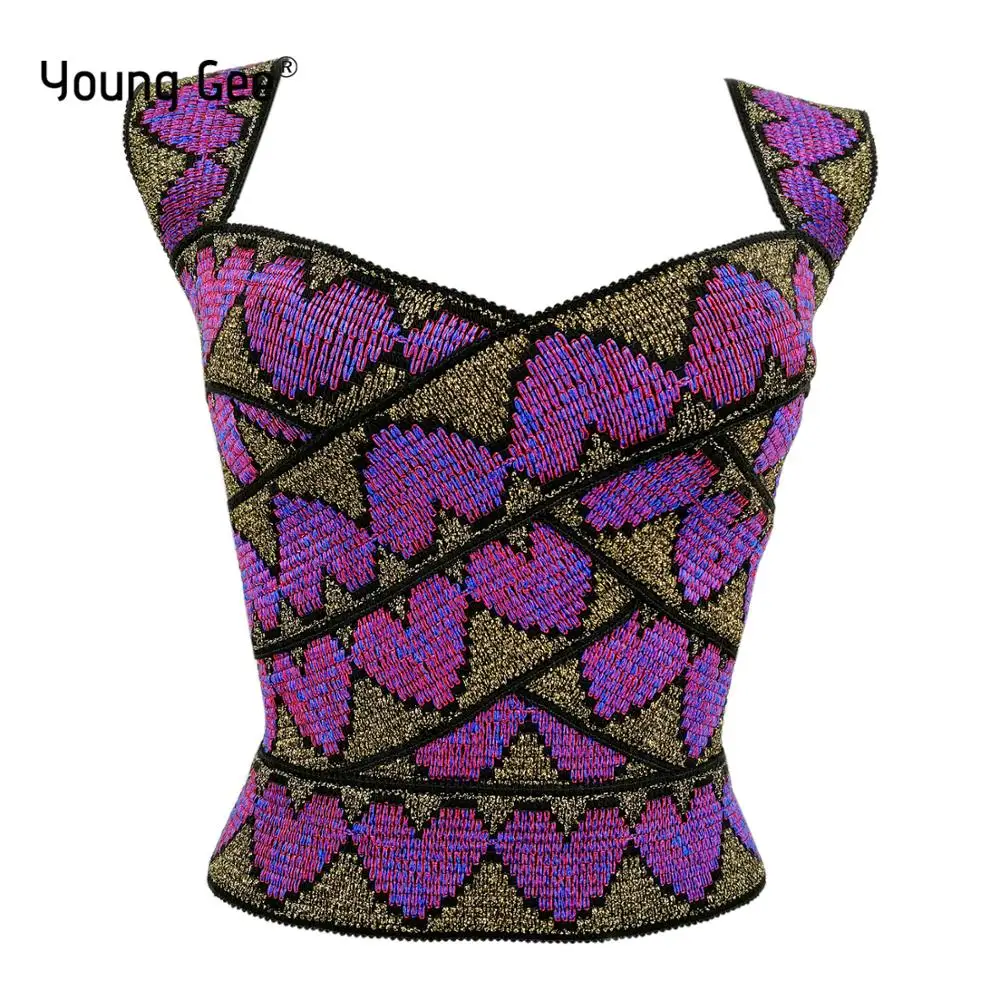 

Young Gee Heart Crop Top Women Camis Women Camisole 2019 New Summer Sexy Sleeveless Slim Low Chest Button Club Roupas Femininas