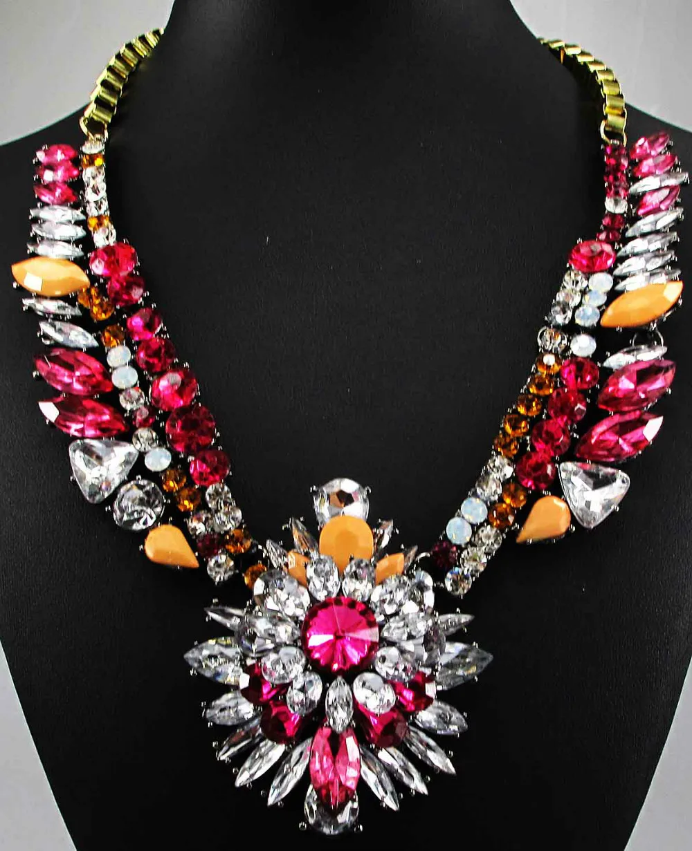 

Newest Gorgeous Fashion Necklace Jewelry crystal ra Department Statement Necklace Women Choker Necklaces Pendants q476