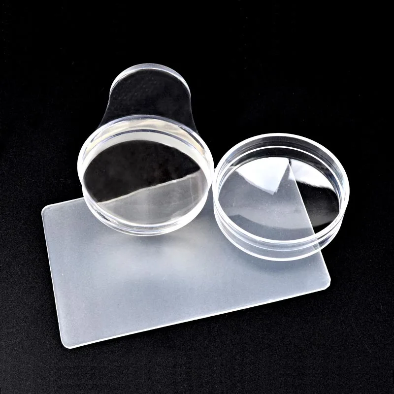Дизайн 4 см прозрачный матовый желе силиконовый дизайн ногтей штамп скребок с крышкой лак шаблон для печати маникюр штамп штамповки инструменты