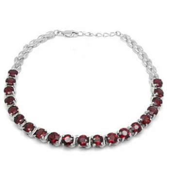 

Rushed Qi Xuan_Free Shipping Dark Red Stone Elegant Bracelets_S925 Solid Silver Fashion Bracelets_Manufacturer Directly Sales