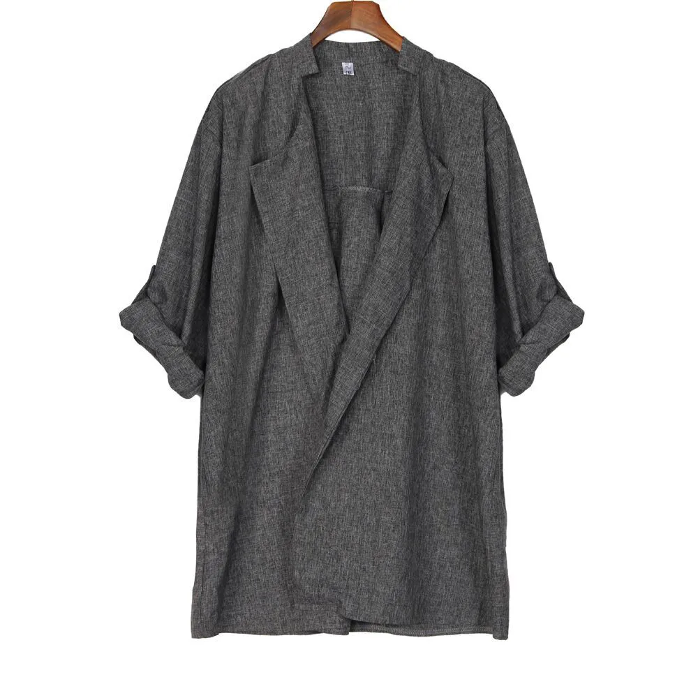

Women's Open Front Trench Coat Long Cloak PLUS large size Overcoat Waterfall Cardigan Long sleeved top cardigan F80