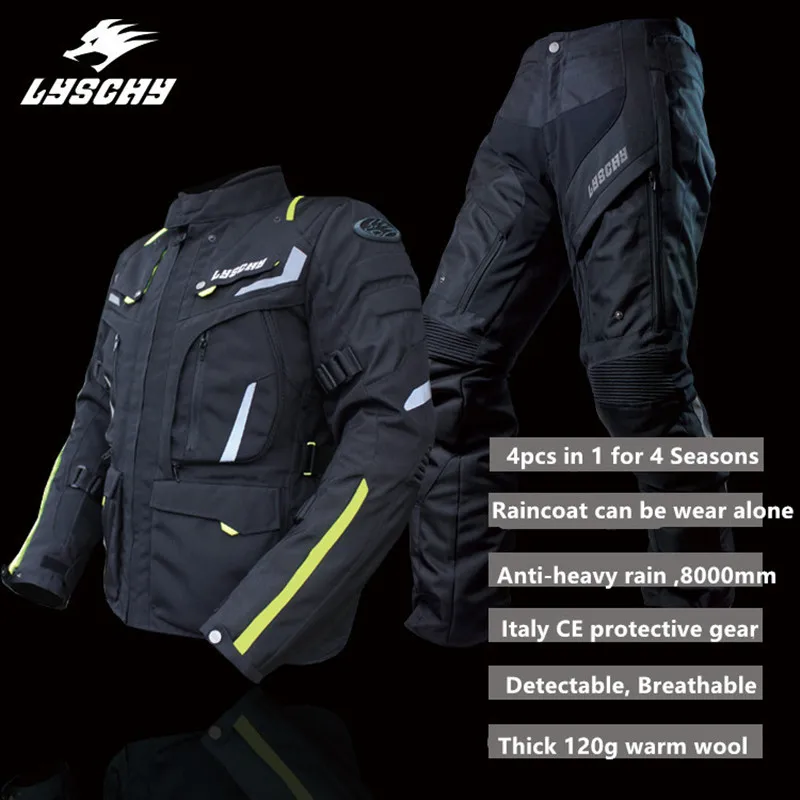 

LYSCHY Motorcycle Protection Motocross CE Protective Gear Men Breathable Motorcycle Jackets Chaquetas Moto Warm Wool Waterproof