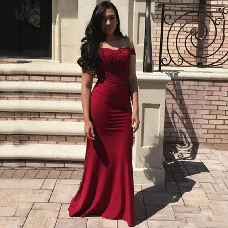 dark red prom dress