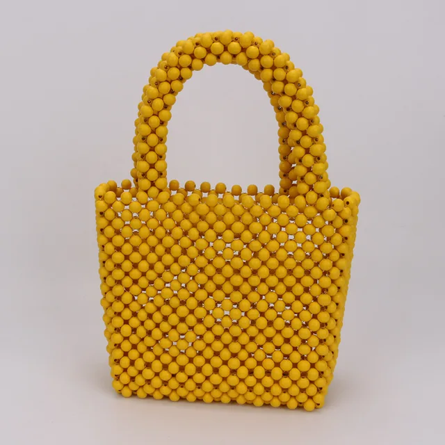 yellow beaded bag