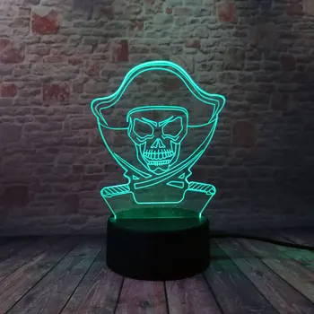 

Luminous 3D Illusion LED NightLight Colourful Flashing Light Glow in the Dark Pirate Captain Figure Model Toys