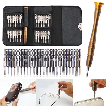 

New Style Pocket Black Leather Bag 25 in 1 Screwdriver Set Mobile Phone Repair Hand Tools for iPhone Watch Tablet PC Computer
