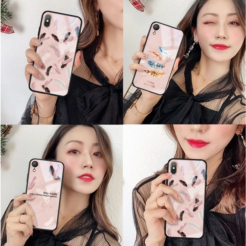 Для iPhone X XR XS Max чехол из закаленного стекла 6d для девочек взрывозащищенный