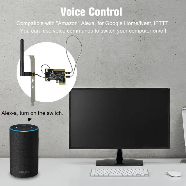 EWeLink WiFi беспроводной смарт-переключатель релейный модуль мини PCI-e Настольный переключатель карта перезапуска Переключатель включение/выключение ПК Пульт дистанционного управления