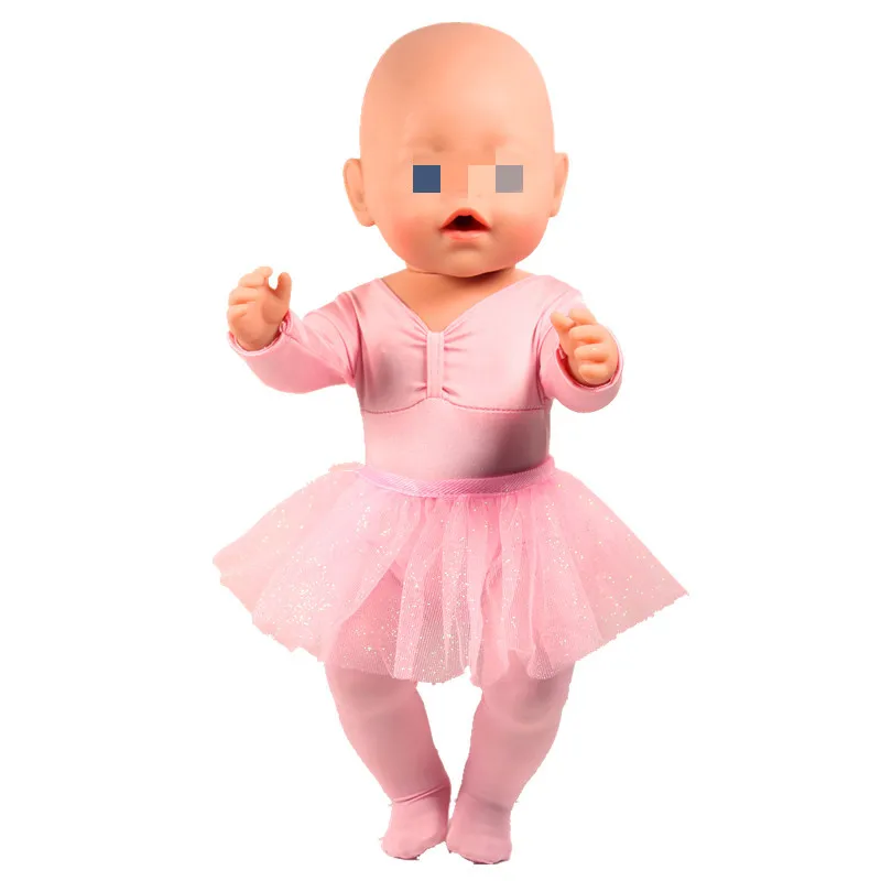 

Clothes for doll fit 43-45cm Bald head baby toy new born doll and American doll 3IN1 pink Ballet princess dress