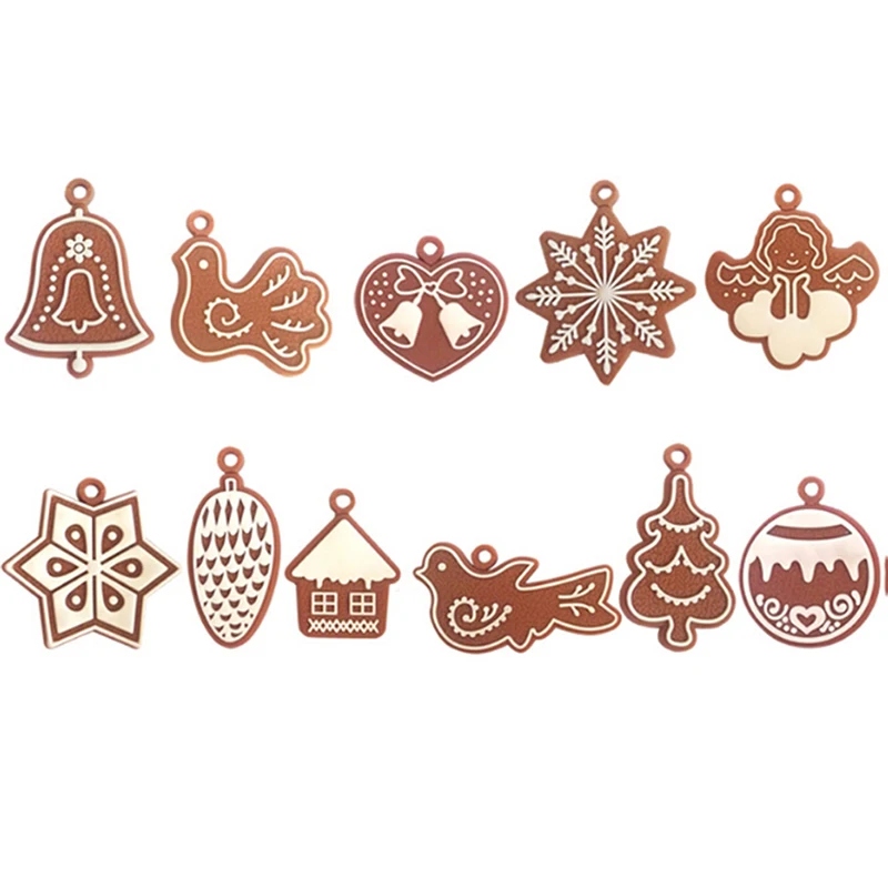 6/11 Pcs Mini Gingerbread Man Christmas Ornaments Deer Snowman Chrismas Tree Pendant Decoration New Year Decor Party Supplies