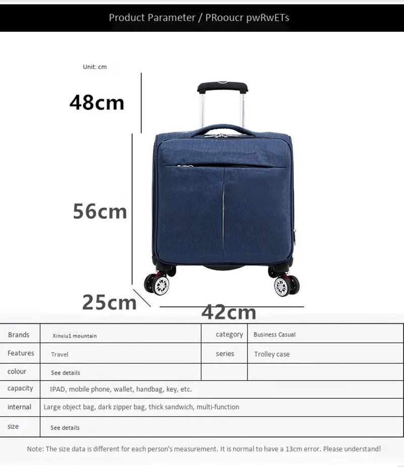 Водостойкая ткань Оксфорд 18 дюймов дорожная сумка-тележка Дорожный чемодан с алюминиевым стержнем вращающиеся колеса переноски мужские