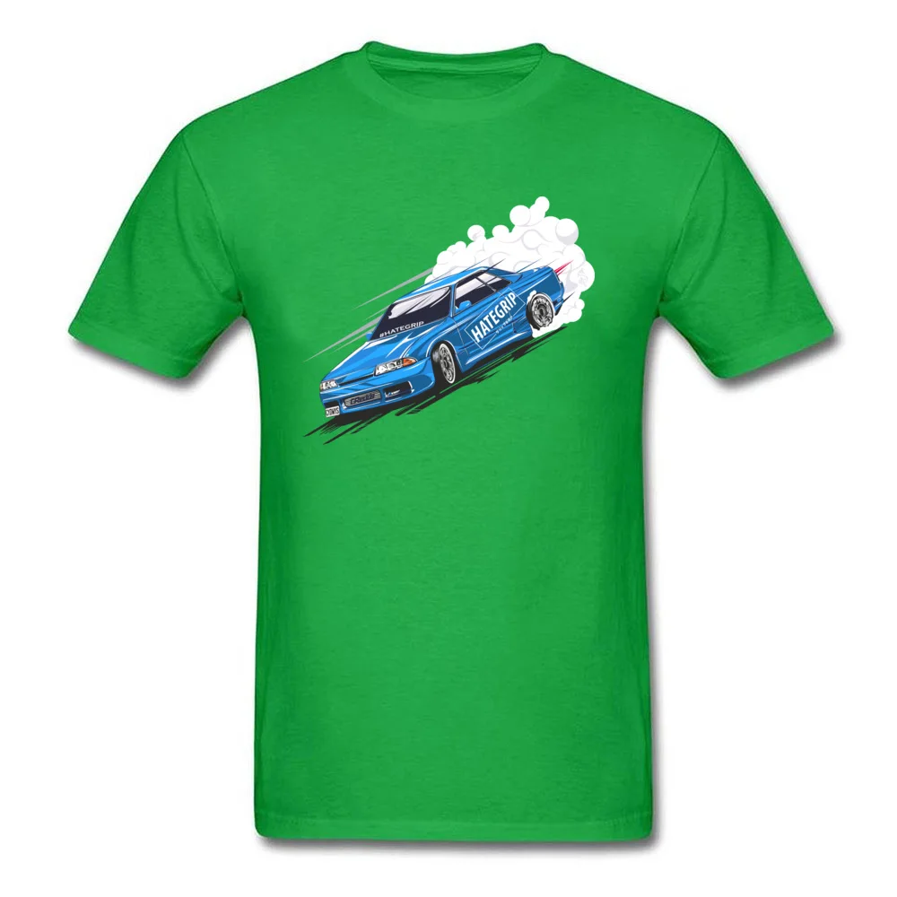 Blue drifting car New Arrival Printing T Shirt Crew Neck ostern Day 100% Cotton Short Sleeve T-Shirt for Men Unique T Shirts Blue drifting car green