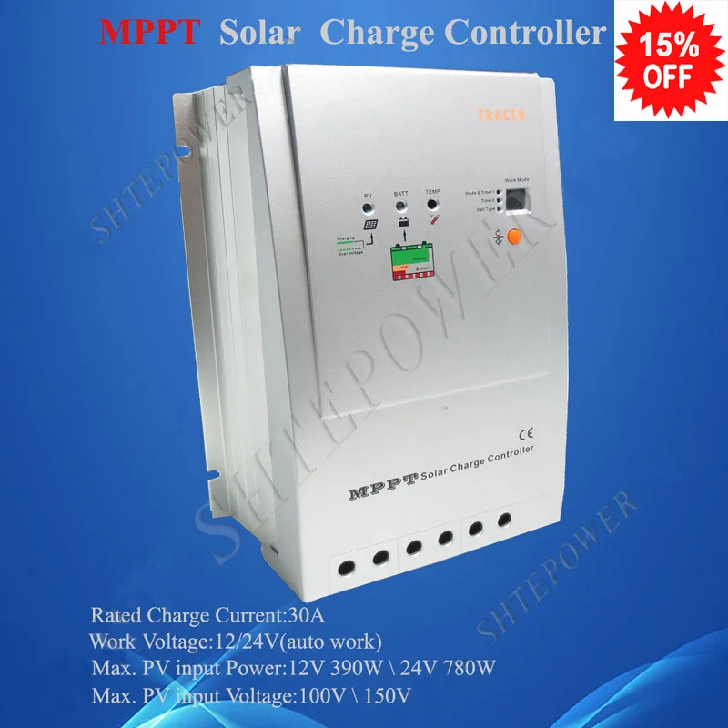 30A Солнечный контроллер Макс PV вход 150 V Tracer3215RN 12 v 24 v автоматическая работа