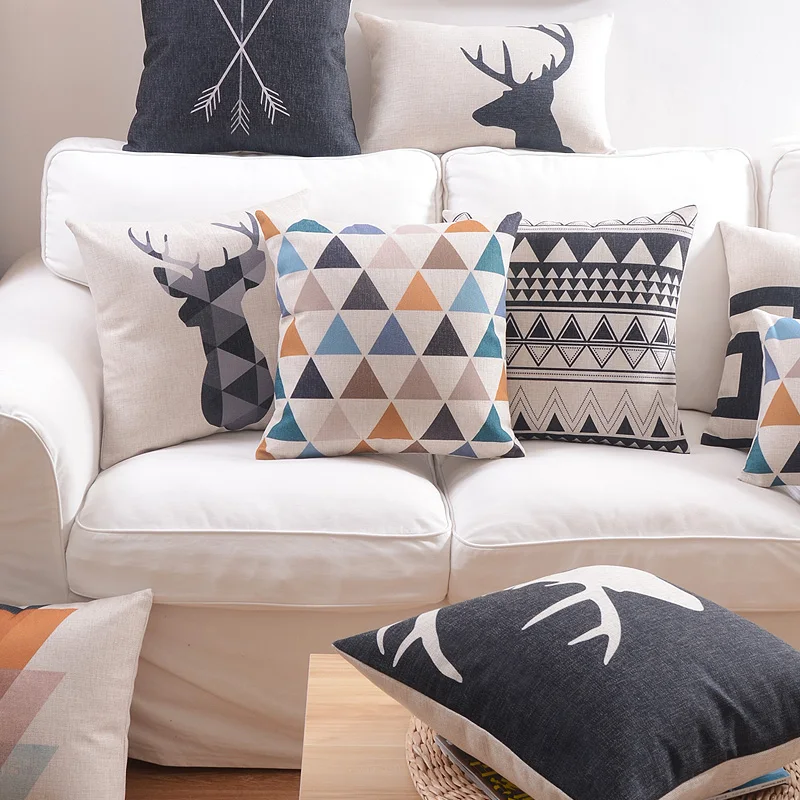 

Nordic Simply Geometric Pillow Retro Deer Decorative sofa car Chair cushions /Throw Pillows /Pillowsham/ Home Decor Cushion