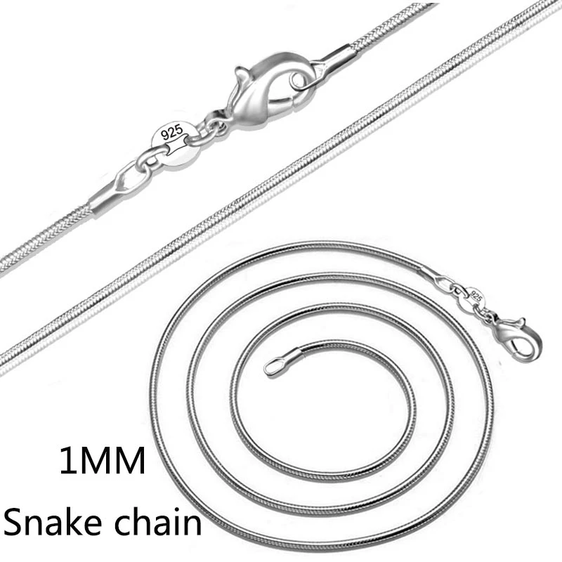 2019 Hot Silver Plated Snake Chain 1mm 16"18"20"22"24" Inches Necklace for Women