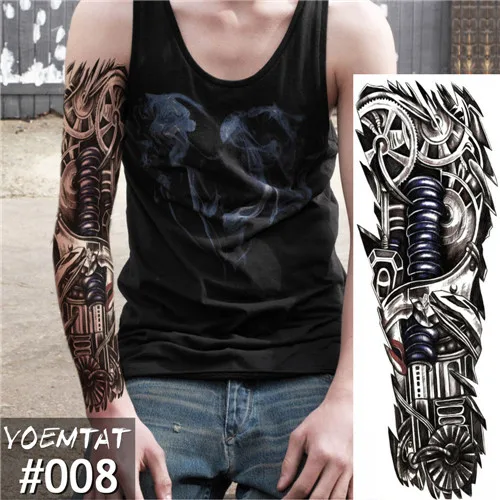 Новинка, 1 шт., временная татуировка, наклейка, механический дизайн, полный цветок, тату с рукой, боди-арт, большая, поддельная татуировка, наклейка - Цвет: 01