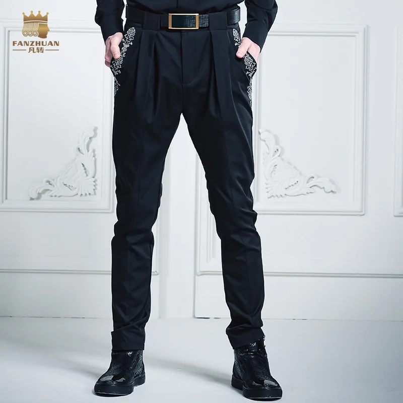 

Fanzhuan Free Shipping fashion casual male Men's New Spring Embroidered slim Haren harem solid simple saggy pants 618001