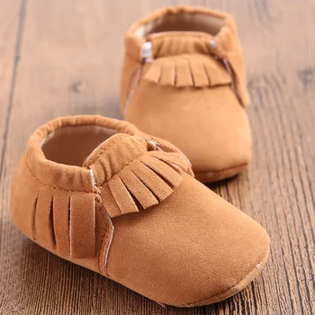 

Newborn Infant Suede PU Leather Baby Moccasins Baby Boy Girl Tassel Soft Soled Anti-slip Crib Shoes Boot Booty