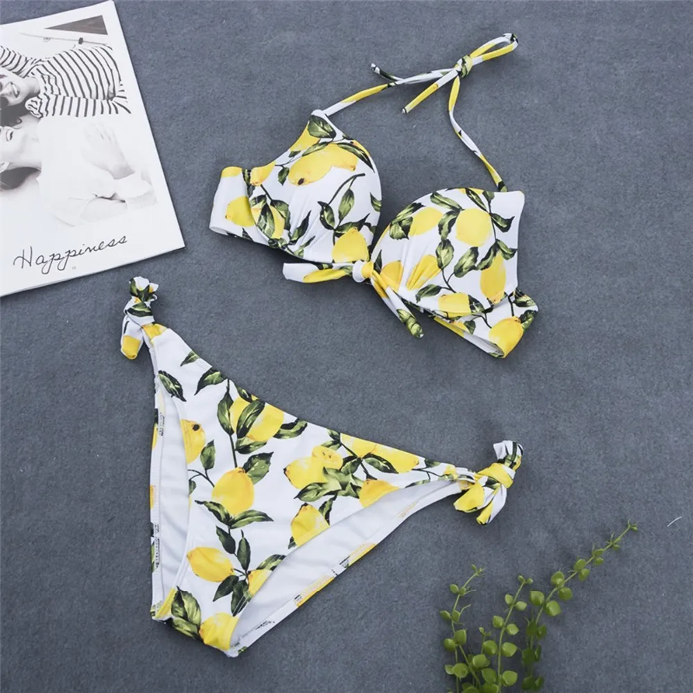 

2019 Floral Color Back Closure Summer Women Tow Piece Set Bandage Bathing Bra Sexy Set