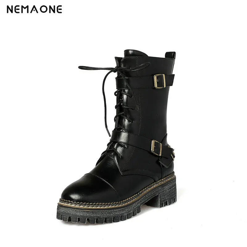 

2019 women 3cm low heel cross tied ankle women boots fashion and personality wiomen shoes autumn winter casual party shoes